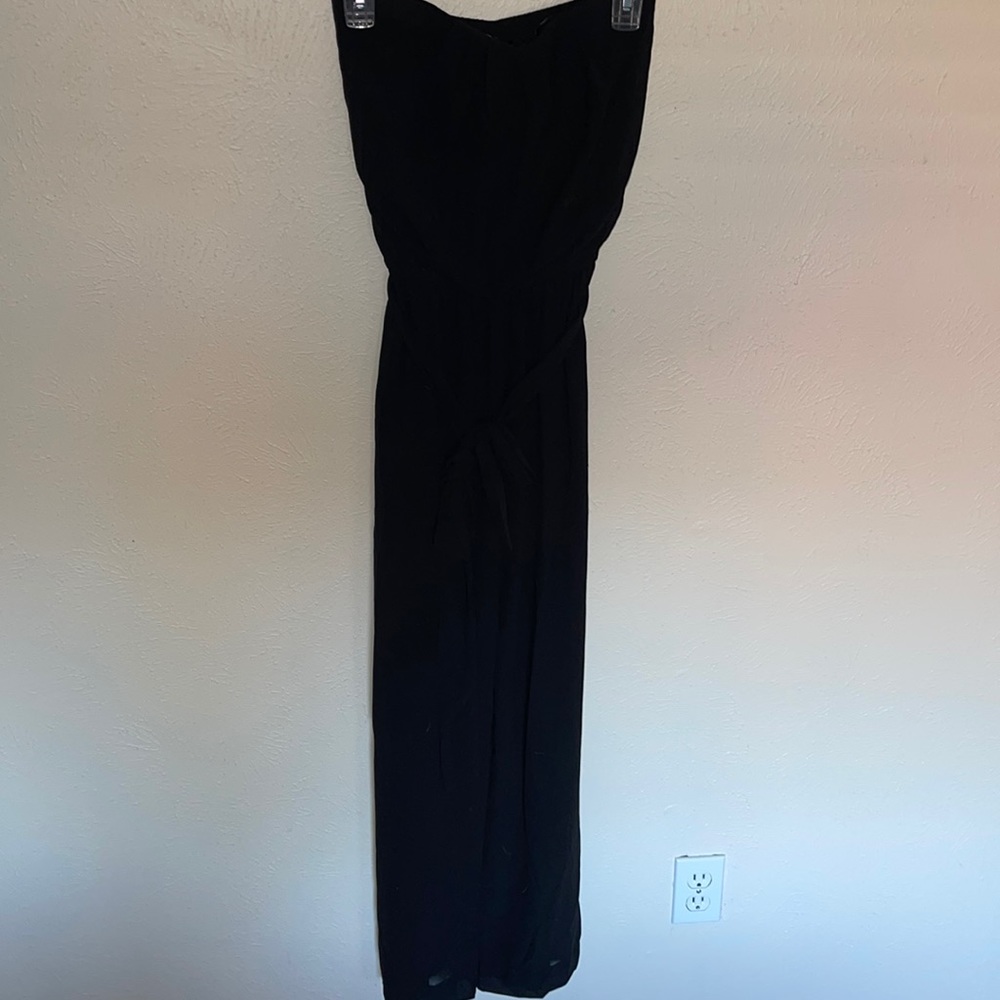 Black Strapless Sheer Jumpsuit